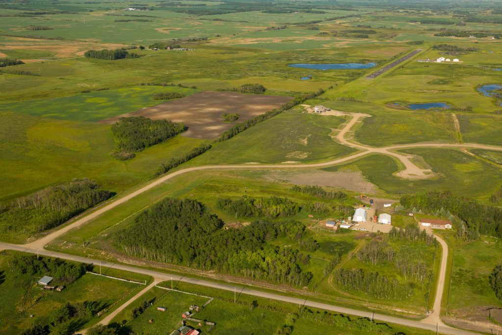 Aerial view of Brylee Estates with homes under construction
