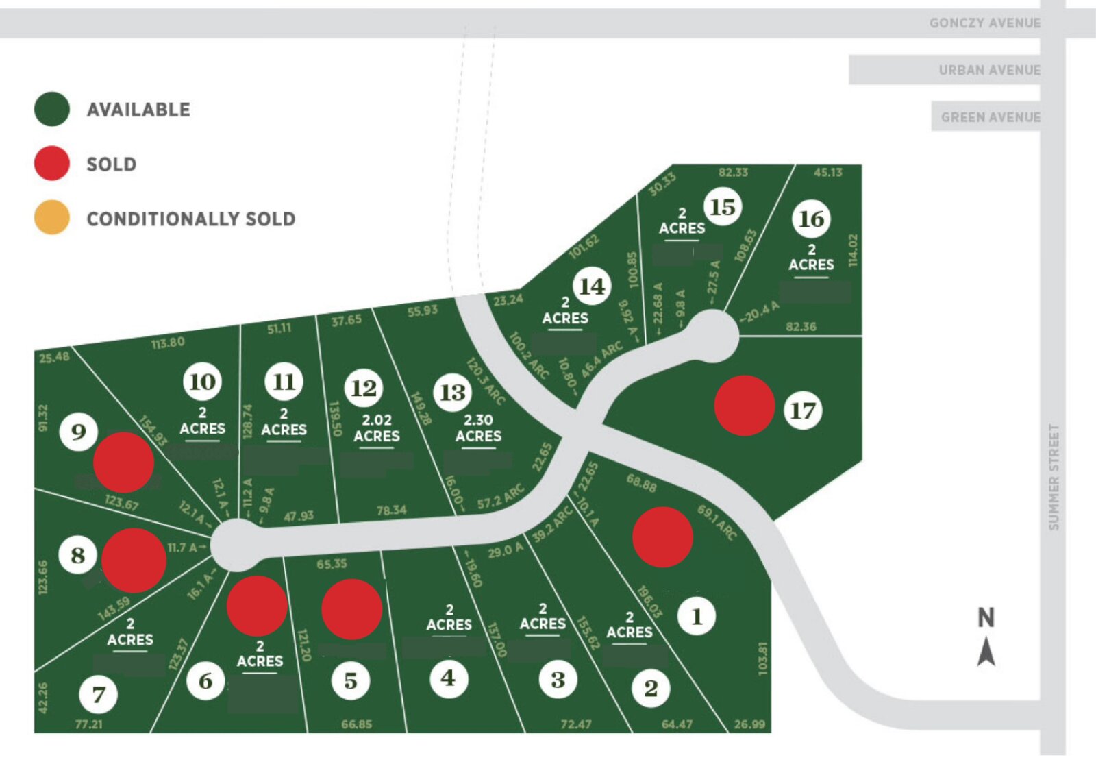 Brylee Estates Phase 1 lot map showing available and sold lots